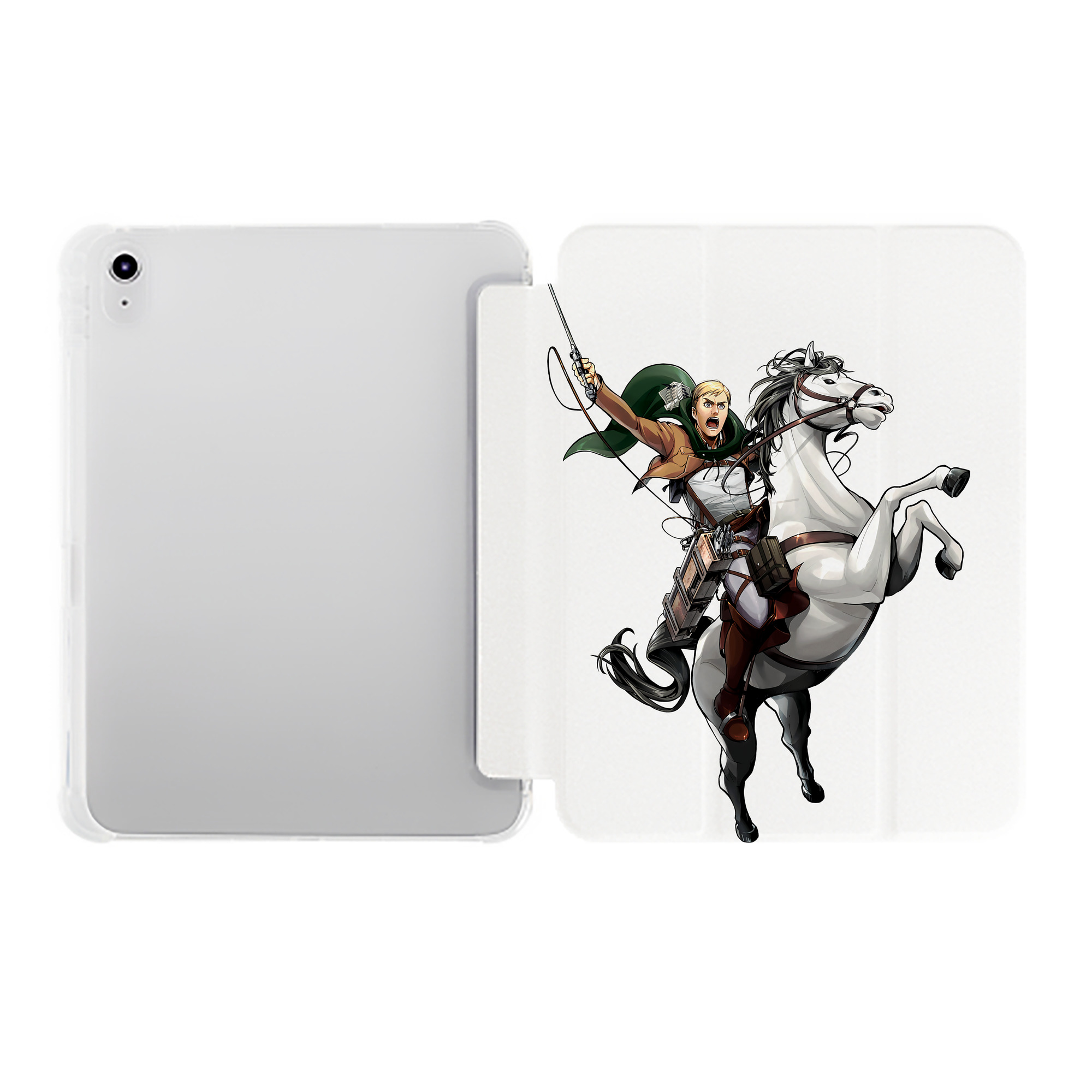 （画像用） 進撃の巨人 エルヴィン・スミス Attack on Titan Erwin Smith IPad ケース ペン収納付き 三つ折りスタンド PUレザー×シリコン 対応機種9.5/10.5/10.9インチ